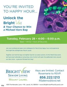 Unlock the Bright Life:  Mardi Gras Happy Hour and Designer Handbag Giveaway @ Bright View Senior Living  | Mount Laurel | New Jersey | United States