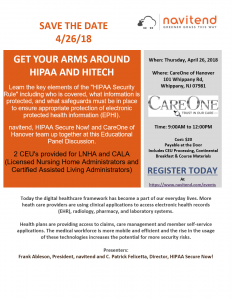 Get Your Arms Around HIPAA and HITECH - A Panel Discussion @ CareOne at Hanover | Hanover | New Jersey | United States