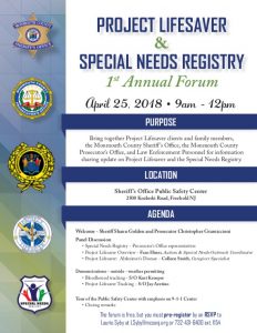 Project Lifesaver & Special Needs Registry 1st Annual Forum @ Sheriff's Office Public Safety Center | Freehold | New Jersey | United States