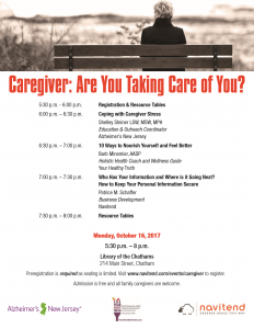 Caregiver: Are You Taking Care of You? @ Library of The Chathams | Chatham Township | New Jersey | United States