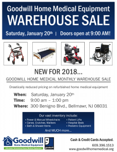 Goodwill Home Medical Equipment Warehouse Sale @ Goodwill Home Medical Equipment | Bellmawr | New Jersey | United States