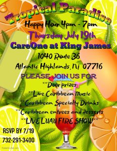 TROPICAL PARADISE HAPPY HOUR @ CareOne at King James | Atlantic Highlands | New Jersey | United States