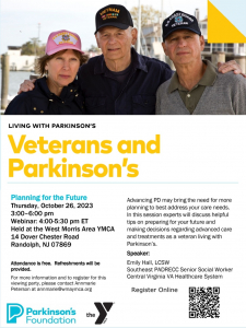 Parkinson's Foundation Veterans Webinar and; Viewing Party @ West Morris Area YMCA