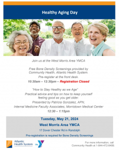 Healthy Aging Day @ West Morris Area YMCA | Randolph | New Jersey | United States